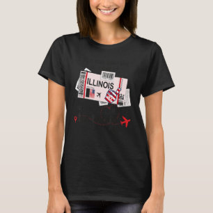 Illinois Girl  Illinois Boarding Pass T-Shirt