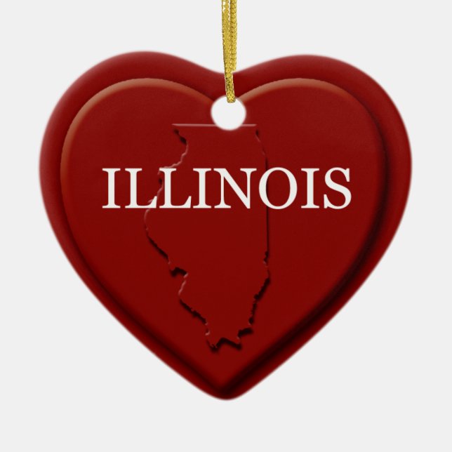 Illinois Heart Map Christmas Ornament (Front)