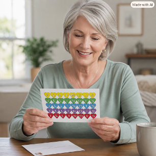 Illinois Heart Pattern Colorful State Pride Design Postcard