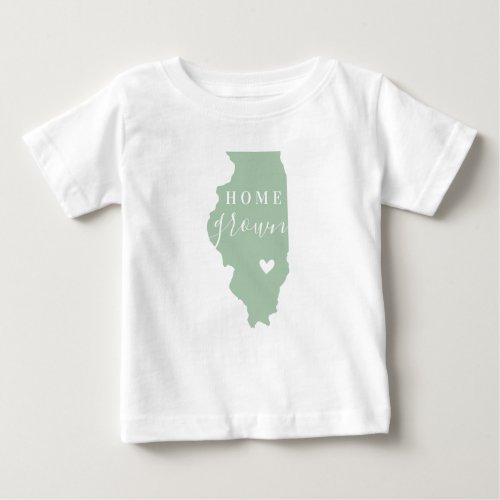 Illinois Home Grown  Editable Colors State Map Baby T_Shirt