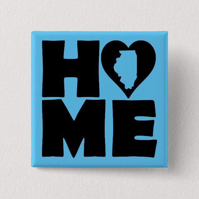 Illinois Home Heart State Button Badge Pin (Front)