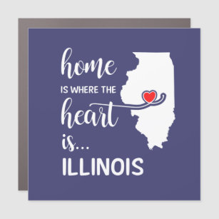 Illinois home is where the heart is car magnet