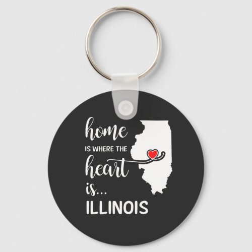 Illinois home is where the heart is keychain