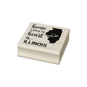 Illinois home is where the heart is rubber stamp