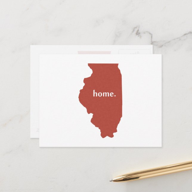 Illinois Home red Postcard (Front/Back In Situ)