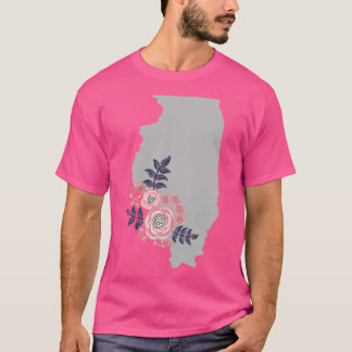 Illinois Home State Floral Bouquet T-Shirt
