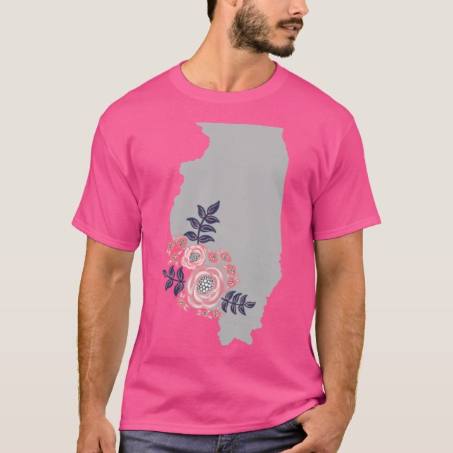 Illinois Home State Floral Bouquet T-Shirt (Front)
