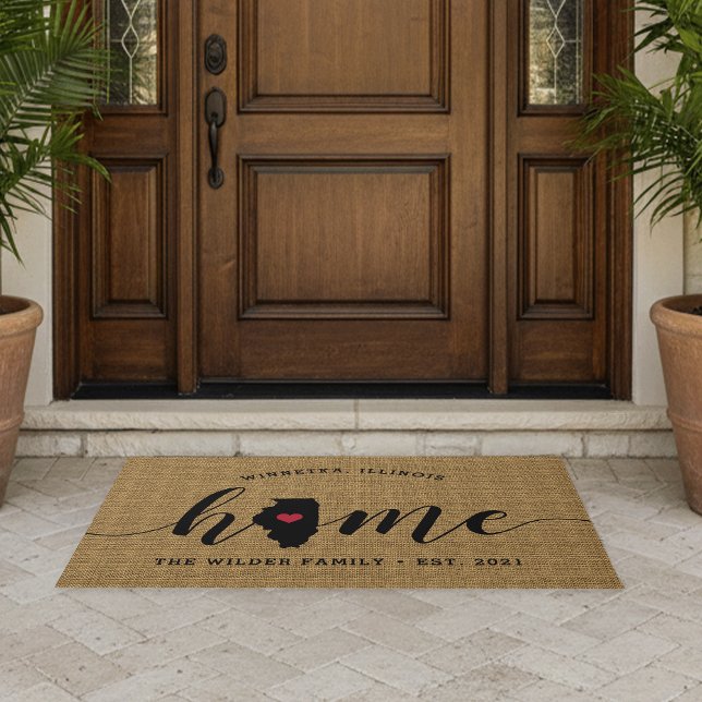 Illinois Home State Personalized Doormat (Creator Uploaded)