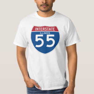 Illinois IL I-55 Interstate Highway Shield - T-Shirt