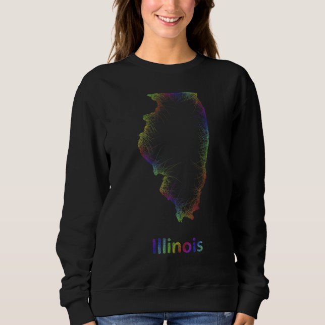 Illinois IL Pride Prairie State Map Chicago Lake M Sweatshirt (Front)