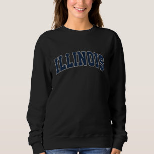 Illinois IL Vintage Athletic Sports Design Navy St Sweatshirt