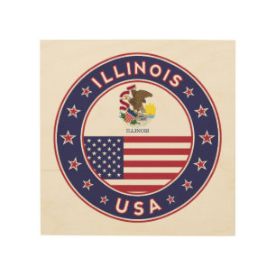Illinois, Illinois t-shirt, Illinois sticker, Wood Wall Art