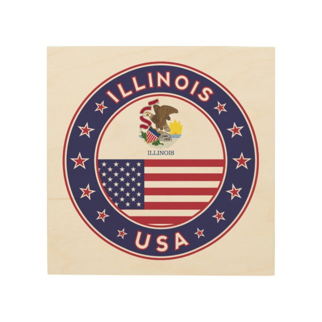 Illinois, Illinois t-shirt, Illinois sticker, Wood Wall Art (Front)