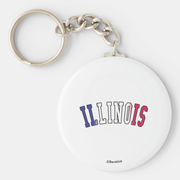 Illinois in State Flag Colors Key Chain