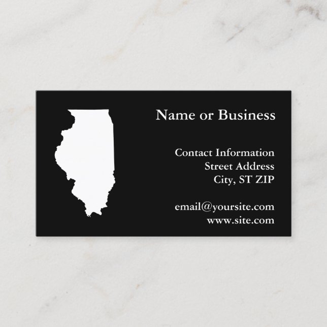 Illinois in White and Black Business Card (Front)