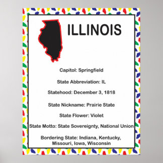 Illinois Information Educational US State Poster