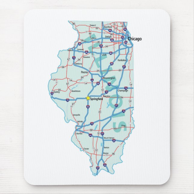 Illinois Interstate Map Mousepad (Front)