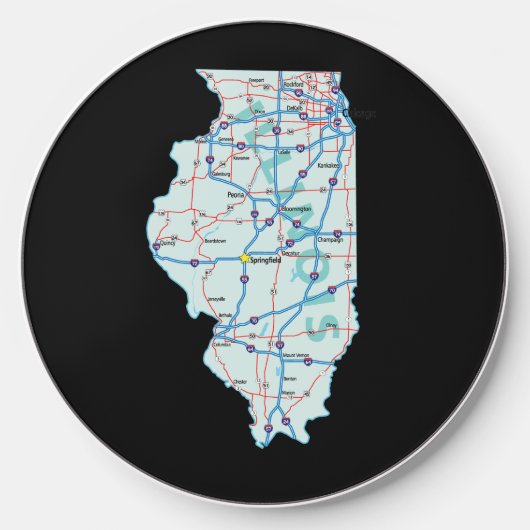 Illinois Interstate Map Wireless Charger (Front)