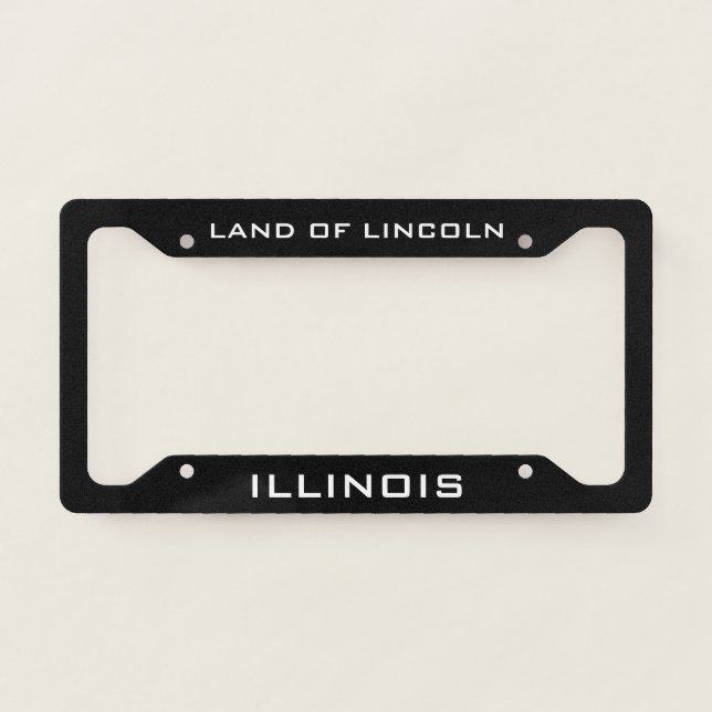 Illinois Land of Lincoln Black  License Plate Frame (Front)
