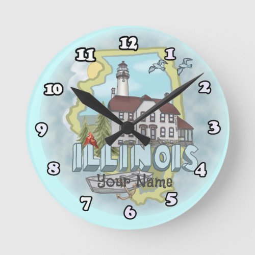 Illinois Lighthouse custom name clock