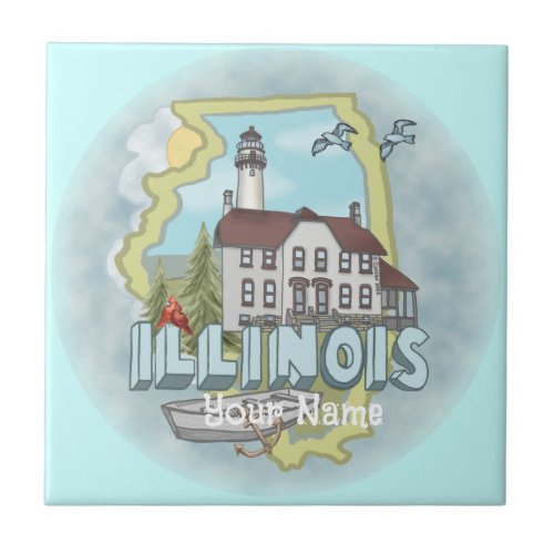 Illinois Lighthouse custom name tile
