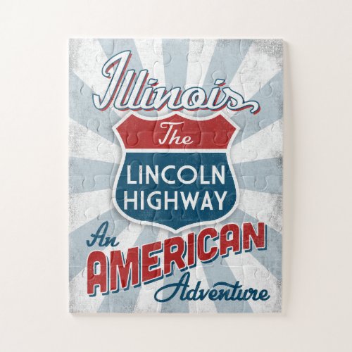 Illinois Lincoln Highway Vintage America Jigsaw Puzzle