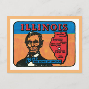 Illinois Lincoln President Vintage State Postcard
