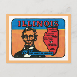 Illinois Lincoln President Vintage State Postcard
