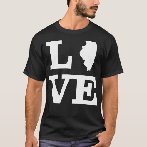 Illinois Love Design  State Outline Illinois Home  T_Shirt