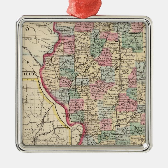 Illinois Map by Mitchell Metal Ornament (Front)