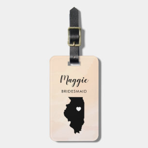 Illinois Map Luggage Tag, Wedding Party Welcome Luggage Tag