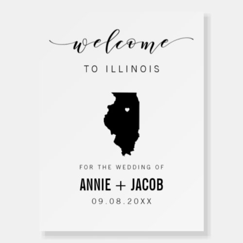 Illinois Map Wedding Welcome Sign Foam Board