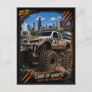 Illinois Monster Truck Off Road Art Postcard