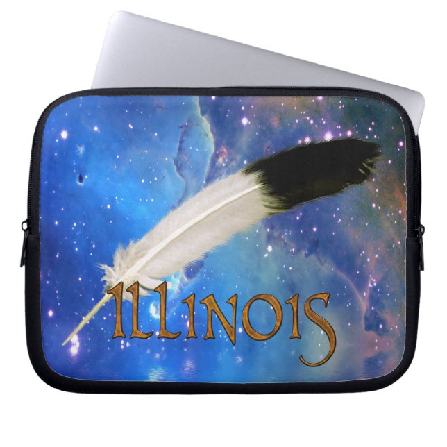 ILLINOIS Nation & Feather Space Laptop Sleeve (Front)