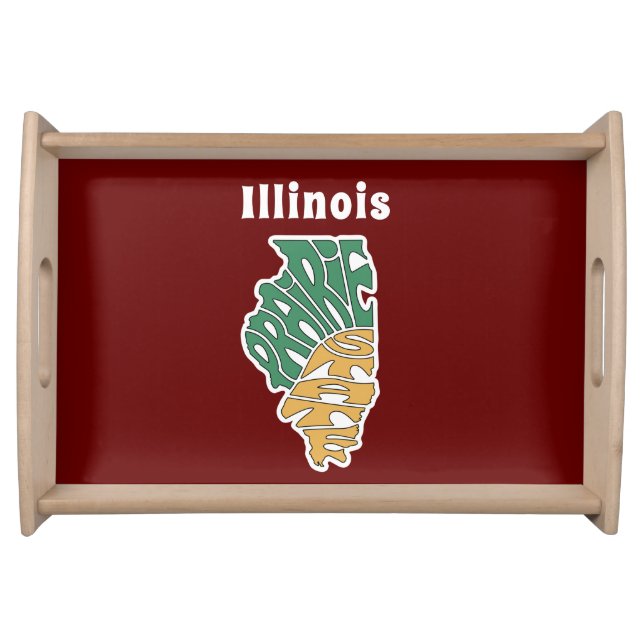 Illinois Nickname Word Art Serving Tray (Front)