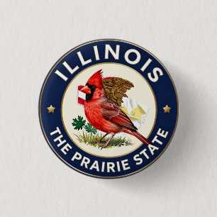 🌾 Illinois Northern Cardinal Heritage Button