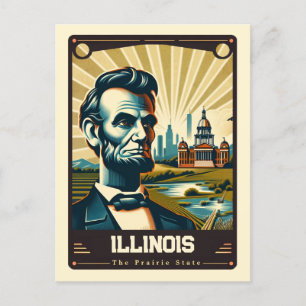 Illinois Patriotic Spirit Vintage Postcard