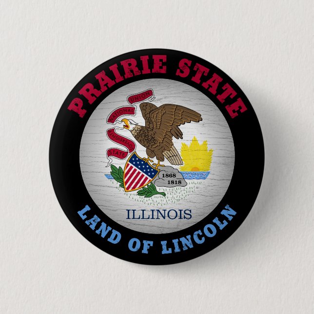 ILLINOIS PRAIRIE STATE FLAG BUTTON (Front)