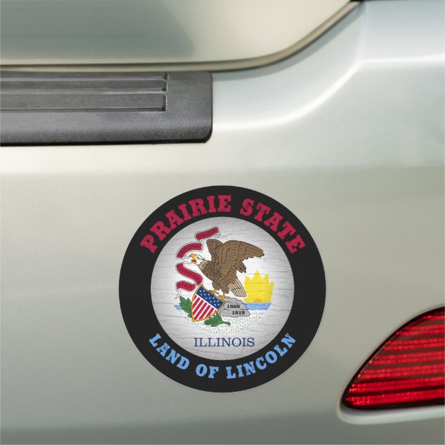 ILLINOIS PRAIRIE STATE FLAG CAR MAGNET (In Situ)