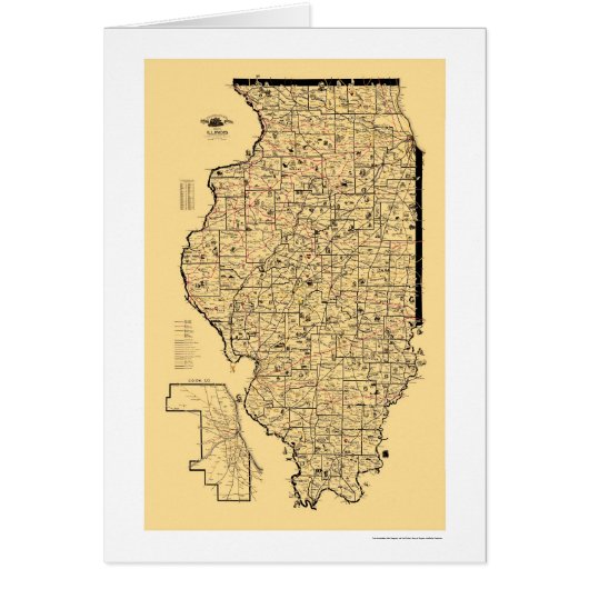 Illinois Railroad Map 1897 Cards (Front)