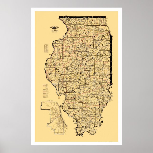 Illinois Railroad Map 1897 Poster (Front)