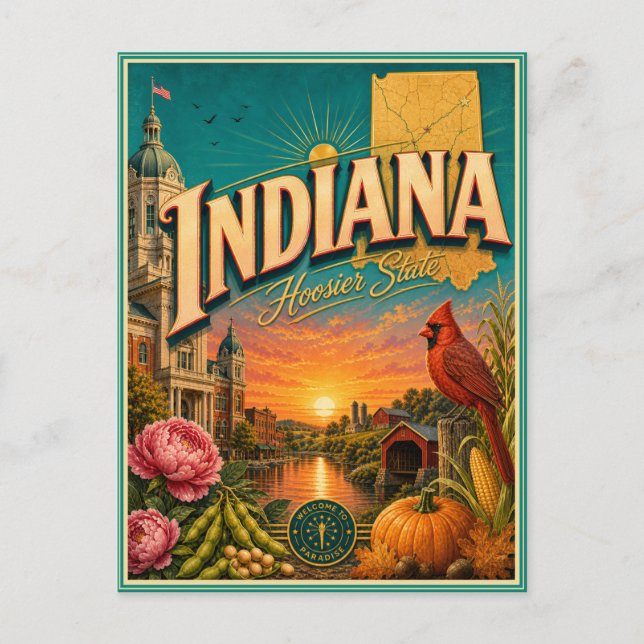 Illinois Retro Travel Souvenir Postcard (Front)
