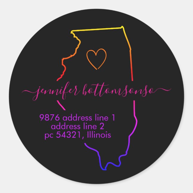 Illinois return address Signature rainbow Classic Round Sticker