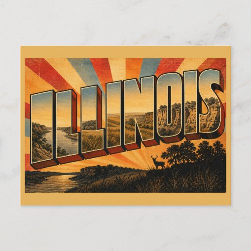 Illinois River Bluffs Prairies Sandstone Art Postcard