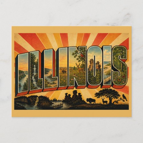 Illinois Rivers Canyons Prairies Lakes Art Postcard