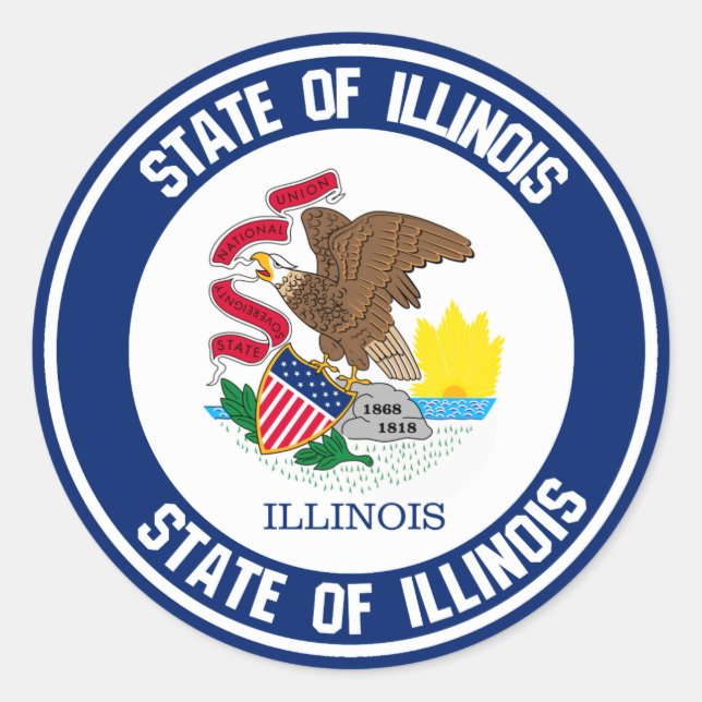 Illinois Round Emblem Classic Round Sticker (Front)