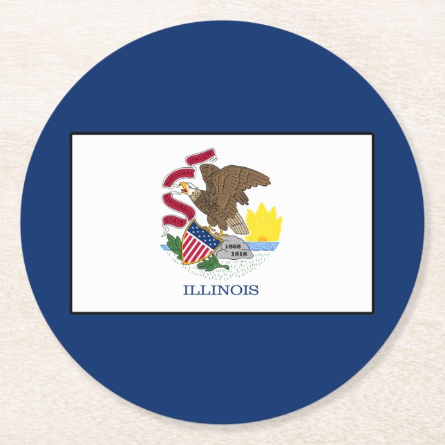 Illinois Round Paper Coaster (Front)