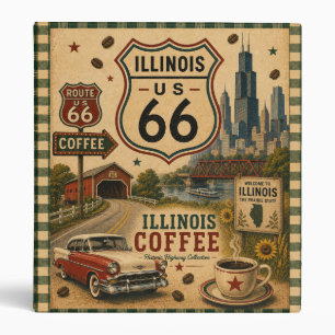 Illinois Route 66 Chicago Coffee Kitchen Supply 3 Ring Binder