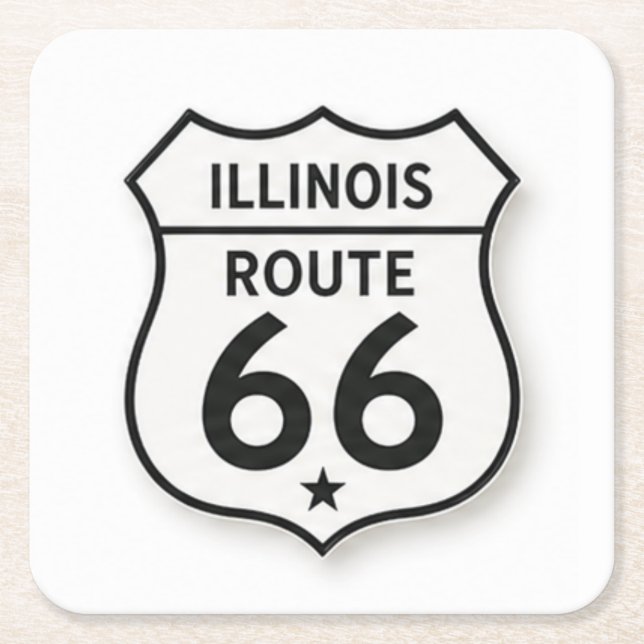 Illinois Route 66 Retro White Shield Coaster (Front)