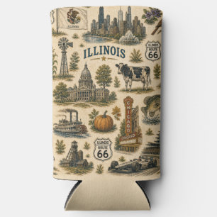 Illinois Route 66 Skyline Chill Seltzer Can Cooler